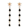 E-5357  Elegant Flower Pearl Crystal Long Drop Earrings for Women Bridal Wedding Party Jewelry