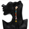 E-5357  Elegant Flower Pearl Crystal Long Drop Earrings for Women Bridal Wedding Party Jewelry