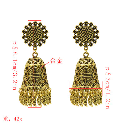 E-5360  Indian Retro Palace Style Chandelier Dangle Earrings Flower Leaf tassels Pendant Earrings