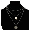N-7251   3 Styles Women Silver Gold Metal Geometric Cross Natural Sea Shell Pendant Necklaces Summer Jewelry