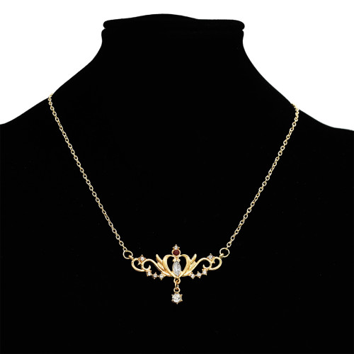 N-7250   3 Styles Gold Alloy Rhinestone Star Key Heart-shaped Pendant Necklaces for Women Wedding Party Jewelry Gift