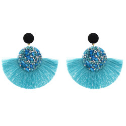 E-5370 Ethnic Bohemian Rhinestone Resin Bead Thread Tassel Drop Earrings for Women Wedding Party Jewelry