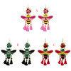 E-5374   3 Colors Handmade Cute Bee Shape Cotton Thread Drop Earrings for Women Summer Party Jewelry
