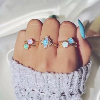 R-1506   5pcs/set New fashion Gold Plated Rhinestone Beads Midi Finger Ring Sets  Ethnic Women Girls Rings
