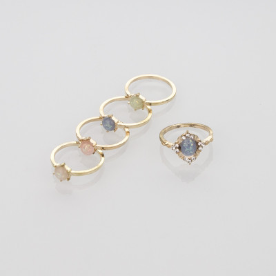 R-1506   5pcs/set New fashion Gold Plated Rhinestone Beads Midi Finger Ring Sets  Ethnic Women Girls Rings
