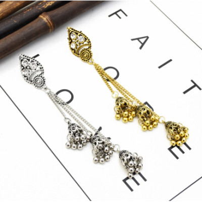E-5380 Vintage Silver Gold Zamak Long Tassel Rhinestone Statement Earrings For Women Boho Gypsy Indian Jewelry