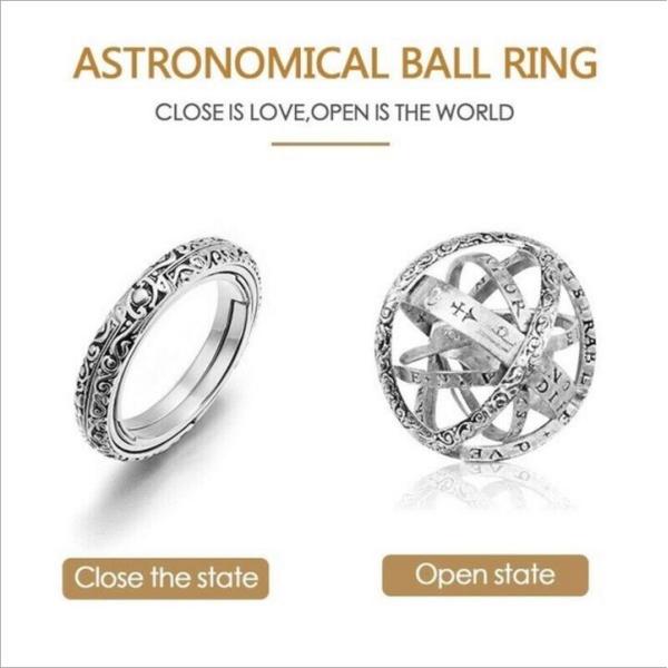 R-1508 2 Colors Romantic Astronomical Sphere Ball Ring Cosmic Finger Ring Couple Lover Gift