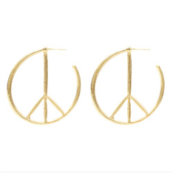 E-5385 Punk Anti-War Peace Sign Hoop Earrings Statement Geometric Round Circle Earrings for Women Jewelry