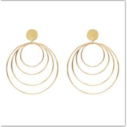E-5382 Gold Metal big 4 Layers Circle Round Tassel Drop Earrings For Women Party Jewelry Gifts