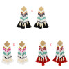 E-5388 Ethnic Bohemian Natural Shell Pendant Resin Beaded Statement Long Tassel Drop Earrings Party Jewelry