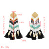 E-5388 Ethnic Bohemian Natural Shell Pendant Resin Beaded Statement Long Tassel Drop Earrings Party Jewelry