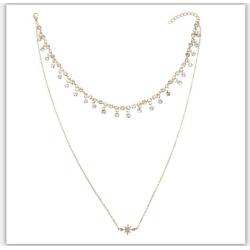 N-7255 Fashion European Women Gold Rhinestone Star Pendant Necklaces Summer Party Jewelry