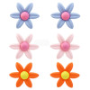 E-5393 3pairs/set Trendy Acrylic Flower Shaped Stud Earrings for Women Bridal Party Jewelry Gift