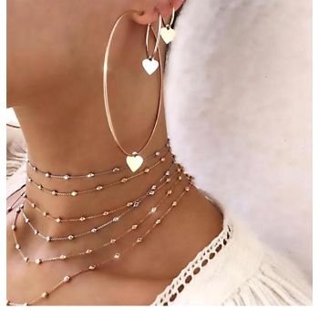 E-5383  3 Style Simple Hoop Earrings For Women Hollow Round Circle Earrings With Heart Earrings Golden Color Jewelry