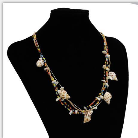 N-7259 Fashion Colorful Beads Acrylic Stone Conch Pendant  Statement  Necklaces for Women Boho Party Beach Jewelry