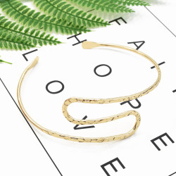 B-0979 New Fashion Indian Retro Trend Silver Gold Metal Adjustable Double Open End Spiral pattern Bracelet Bangle Charming  Armlet