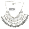 N-5163 Gypsy Vintage Silver Beach Choker Coin Tassel Bib Statement Necklace For Women Festival Jewelry