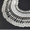 N-5163 Gypsy Vintage Silver Beach Choker Coin Tassel Bib Statement Necklace For Women Festival Jewelry