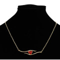 N-7262 Simple Gold Chain Black Red Enamel Heart Pendant Necklaces for Women Girl Party Jewelry