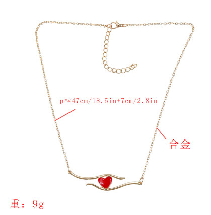 N-7262 Simple Gold Chain Black Red Enamel Heart Pendant Necklaces for Women Girl Party Jewelry