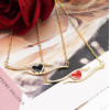 N-7262 Simple Gold Chain Black Red Enamel Heart Pendant Necklaces for Women Girl Party Jewelry