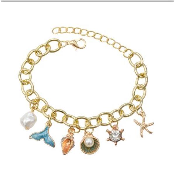 B-0980 Fashion Korean Gold Chain Geometric  Pearl  Pendant  Bracelet For Women Party  jewelry.