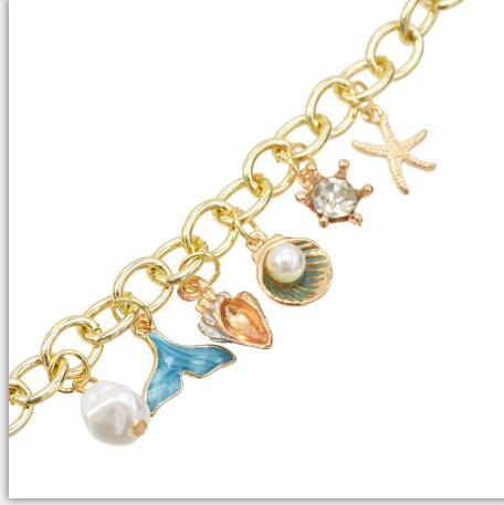B-0980 Fashion Korean Gold Chain Geometric  Pearl  Pendant  Bracelet For Women Party  jewelry.