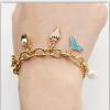 B-0980 Fashion Korean Gold Chain Geometric  Pearl  Pendant  Bracelet For Women Party  jewelry.