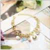 B-0980 Fashion Korean Gold Chain Geometric  Pearl  Pendant  Bracelet For Women Party  jewelry.
