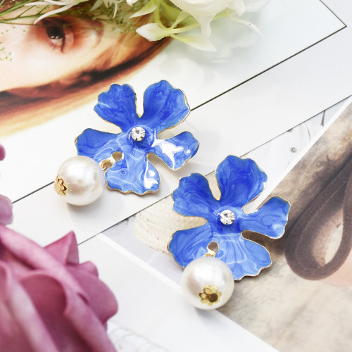 E-5400  6 Color  Trendy Acrylic Flower Shaped Stud Earrings preal for Women Bridal Party Jewelry Gift