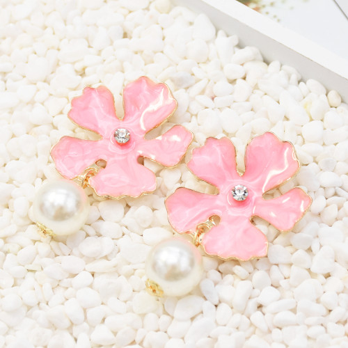 E-5400  6 Color  Trendy Acrylic Flower Shaped Stud Earrings preal for Women Bridal Party Jewelry Gift