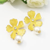 E-5400  6 Color  Trendy Acrylic Flower Shaped Stud Earrings preal for Women Bridal Party Jewelry Gift