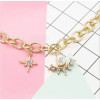 B-0981 Fashion Korean Gold Chain Geometric Pearl Pendant  Bracelet With Rhinestone For Women Party  jewelry