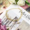B-0981 Fashion Korean Gold Chain Geometric Pearl Pendant  Bracelet With Rhinestone For Women Party  jewelry