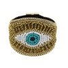 B-0982 Devil's Eye Bracelet Bohemian Rice Bead Bracelet Shiny Wide Jewelry Magnet Link Easy to Wear