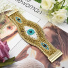 B-0982 Devil's Eye Bracelet Bohemian Rice Bead Bracelet Shiny Wide Jewelry Magnet Link Easy to Wear