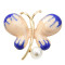 P-0441 Women Pearl Enamel Butterfly Brooches Dress Banquet Party Accessories