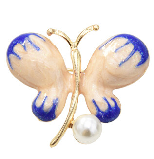 P-0441 Women Pearl Enamel Butterfly Brooches Dress Banquet Party Accessories