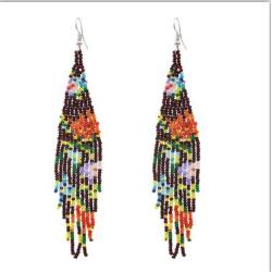E-5402 Fashion Bohemian Small Resin Beads Tassel Summer Style Drop Earrings Female Wedding Party Jewelry