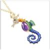 N-7264 New Fashion Gold Chain Rhinestone Hippocampus Pendant Unique Necklace For Women Party Jewelry