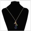 N-7264 New Fashion Gold Chain Rhinestone Hippocampus Pendant Unique Necklace For Women Party Jewelry