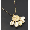 N-7265 Women Gold Link Chain Natural Shell Pendant Necklace Boho Summer Beach Party Jewelry