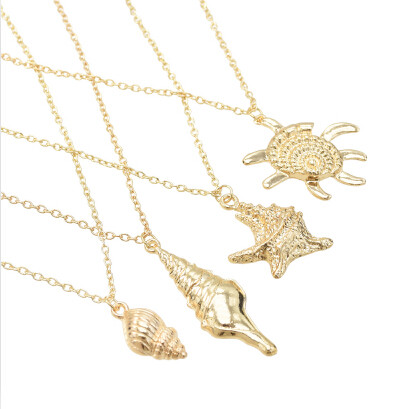 N-7266 4 Styles Women Gold Metal Conch Sea Shell Pendant Necklaces For Girls Party Summer Jewelry