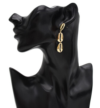 E-5405 2 Styles Bohemian Gold Metal Natural Shell Pendant Moon Star Drop Hoop Earrings for Women Summer Beach Jewelry