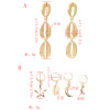 E-5405 2 Styles Bohemian Gold Metal Natural Shell Pendant Moon Star Drop Hoop Earrings for Women Summer Beach Jewelry