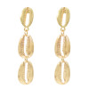 E-5405 2 Styles Bohemian Gold Metal Natural Shell Pendant Moon Star Drop Hoop Earrings for Women Summer Beach Jewelry