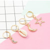 E-5405 2 Styles Bohemian Gold Metal Natural Shell Pendant Moon Star Drop Hoop Earrings for Women Summer Beach Jewelry