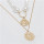 N-7269 FASHION DOUBLE GOLD ALLOY PEARL NECKLACE COIN PENDANT LADIES PARTY JEWELRY