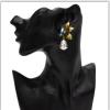 E-5404 Vintage Gold Metal  Flower Crystal  Pendant  Drop Earrings for Women Party Jewelry