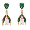 E-5406 Elegant Flower Shape Crystal Drop Earrings for Women Bridal Wedding Party Summer Jewelry